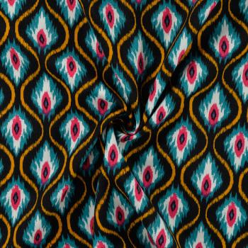 Preview: Viskosestoff mit Baumwolle Pink Peacock